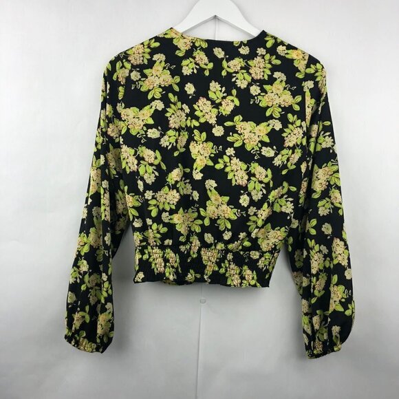 Industry Mangostan Long Sleeve Floral Print Wrap Blouse Size Medium - Picture 9 of 16